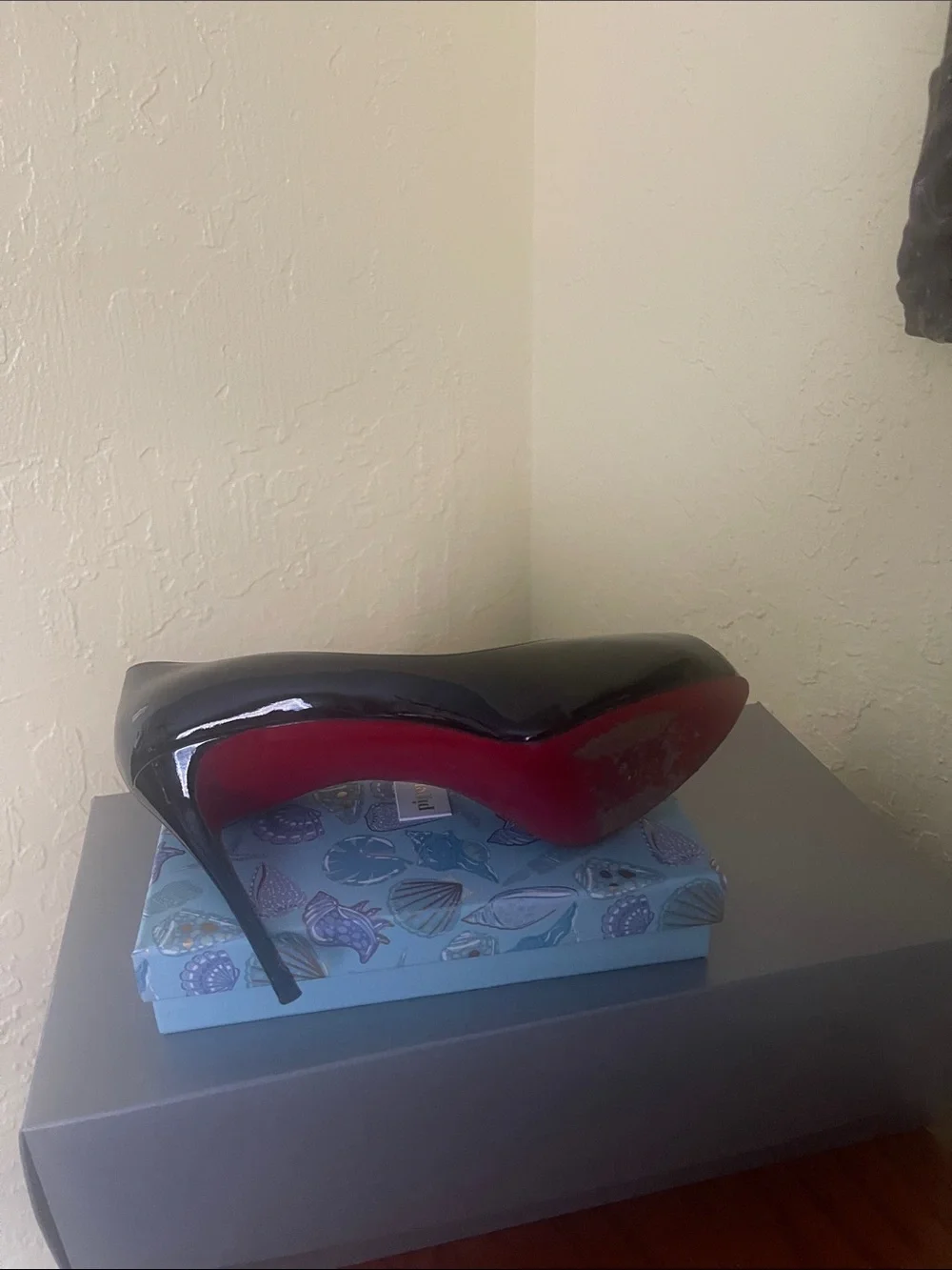 Christian Louboutin Black Patent Peep-Toe Pump